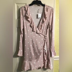 H&M Pink Polka Dot Wrap Dress
